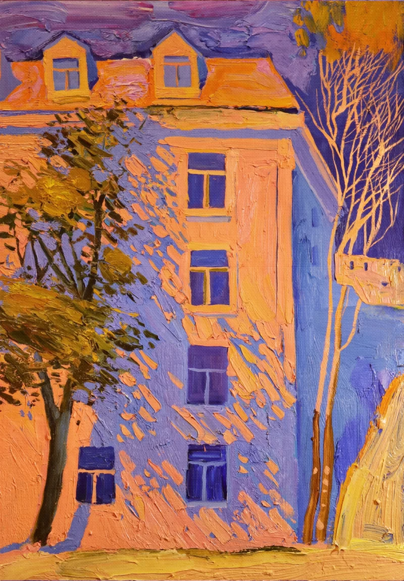 The sun has risen on my street too / canvas